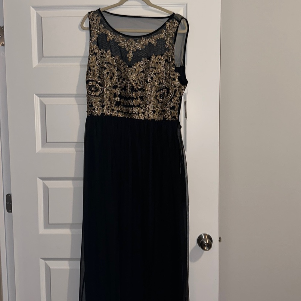 Black and gold evening dress